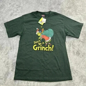 Vintage Dr. Seuss T-Shirt Men's M Short Sleeve Don't Be A Grinch Green Christmas